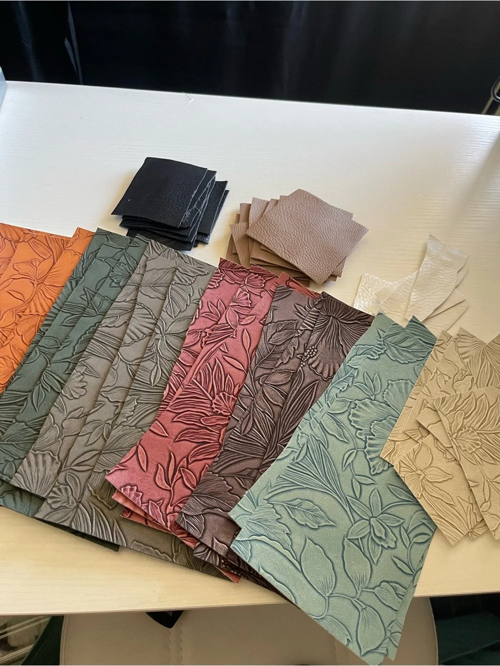Embossed Floral Leather Swatch Set in Multiple Colors